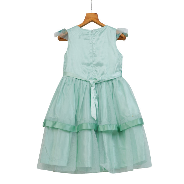 GIRL GREEN TULLE LAYERED DRESS