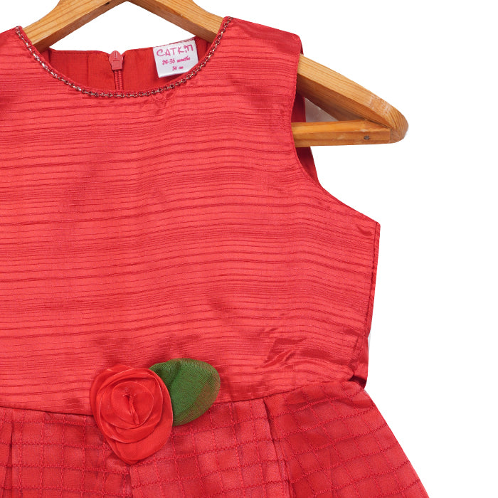 GIRLS RED ORGANZA DRESS