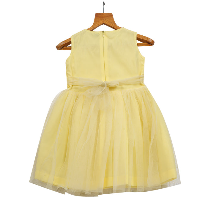 Girls Lace & Tulle Layered Dress – Yellow – PW2011