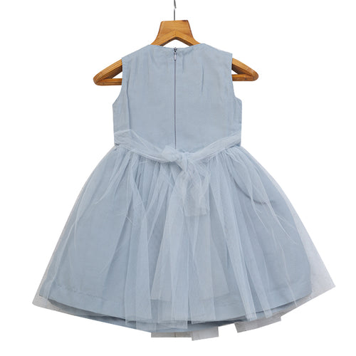 Girls Lace & Tulle Layered Dress – Grey – PW2011