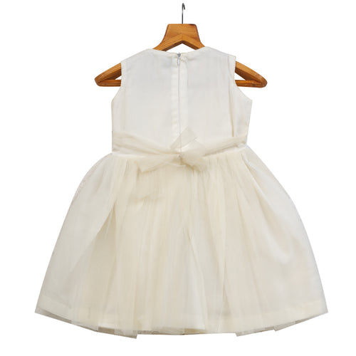 Girls Lace & Tulle Layered Dress – White – PW2012