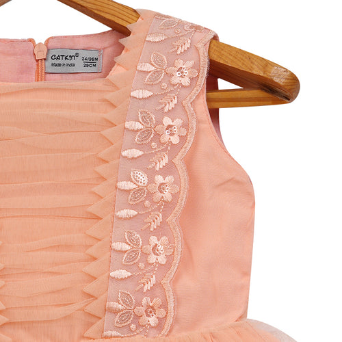 Girls Lace & Tulle Layered Dress – Orange – PW2012