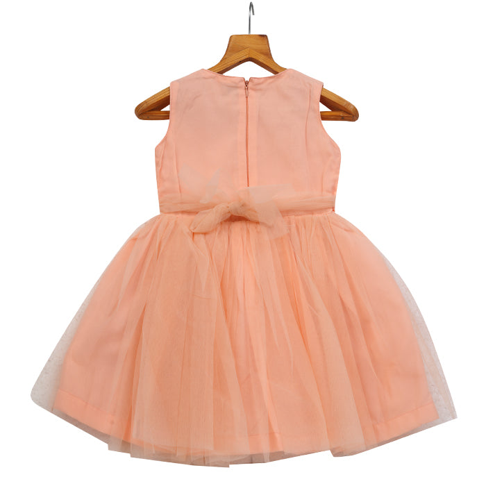 Girls Lace & Tulle Layered Dress – Orange – PW2012