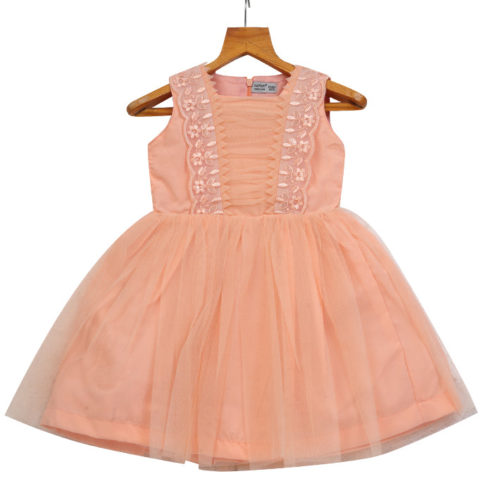 Girls Lace & Tulle Layered Dress – Orange – PW2012