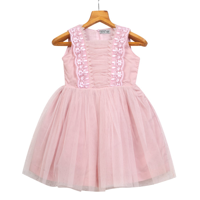 Girls Lace & Tulle Layered Dress – Pink – PW2012