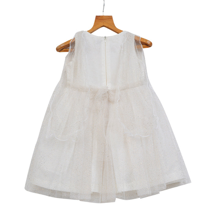 Girls Glitter Tulle & Embroidery Dress – White – PW2016