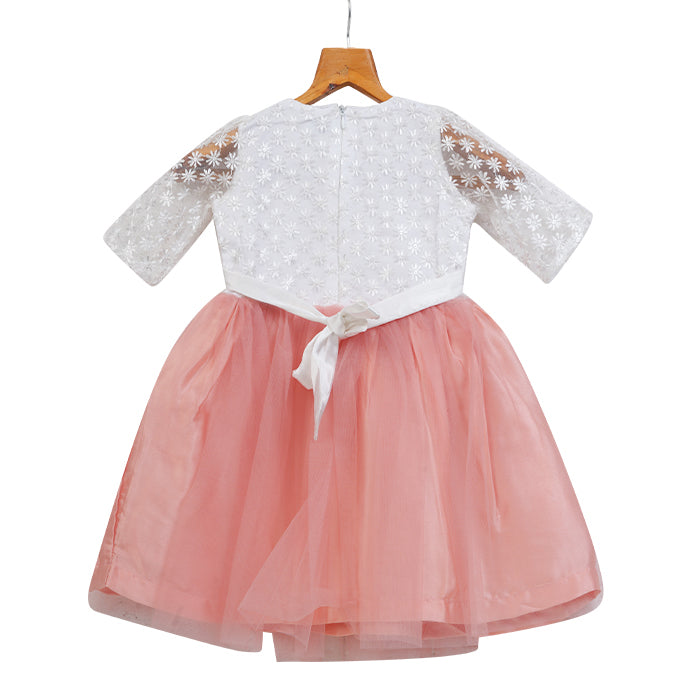 Girls Sequin & Tulle Dress – Coral Pink