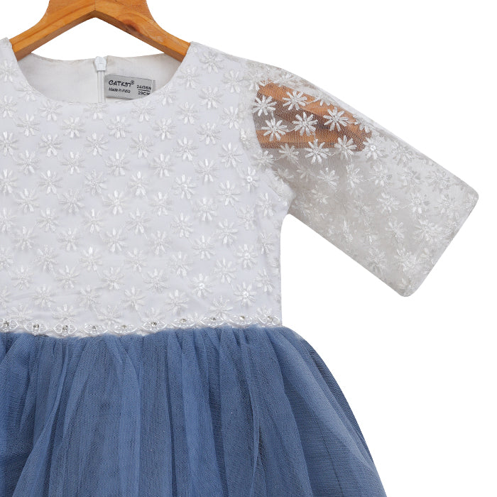 Girls Sequin & Tulle Dress – Blue