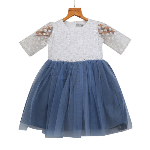 Girls Sequin & Tulle Dress – Blue