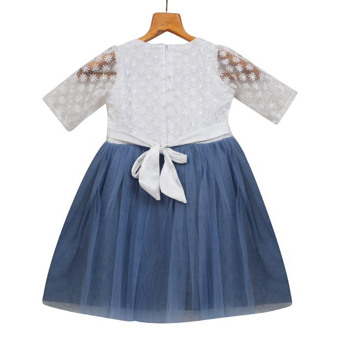 Girls Sequin & Tulle Dress – Blue