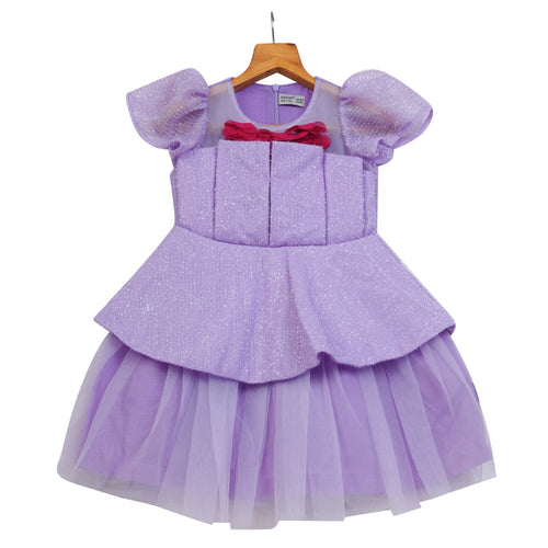 Girls Glitter Tulle With Flower – Lavender
