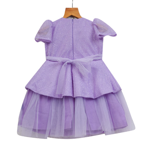 Girls Glitter Tulle With Flower – Lavender