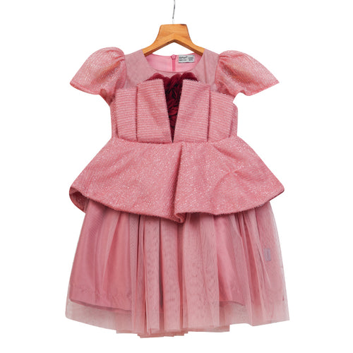 Girls Glitter Tulle With Flower – Pink