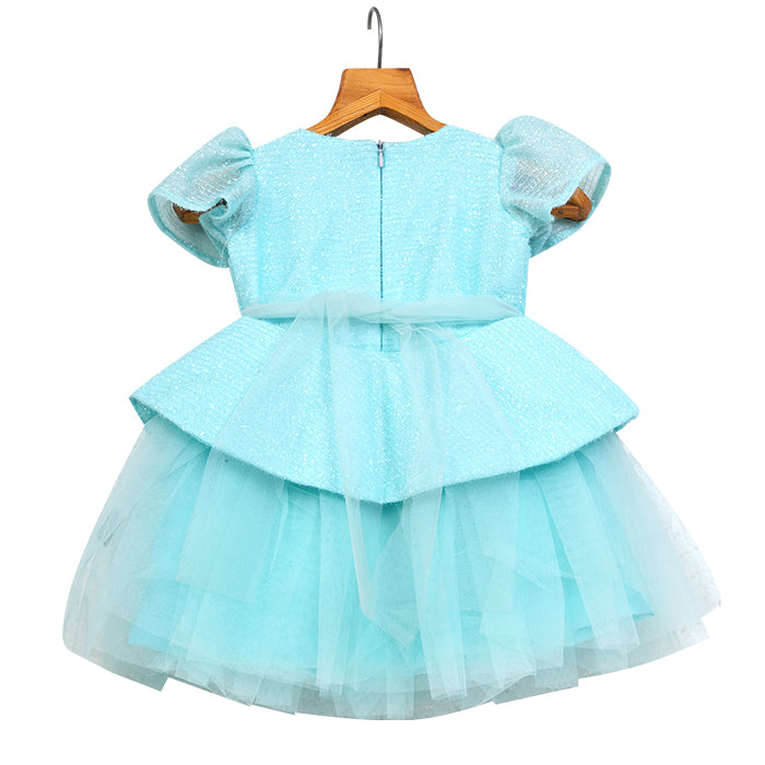 Girls Glitter Tulle With Flower – Turquoise