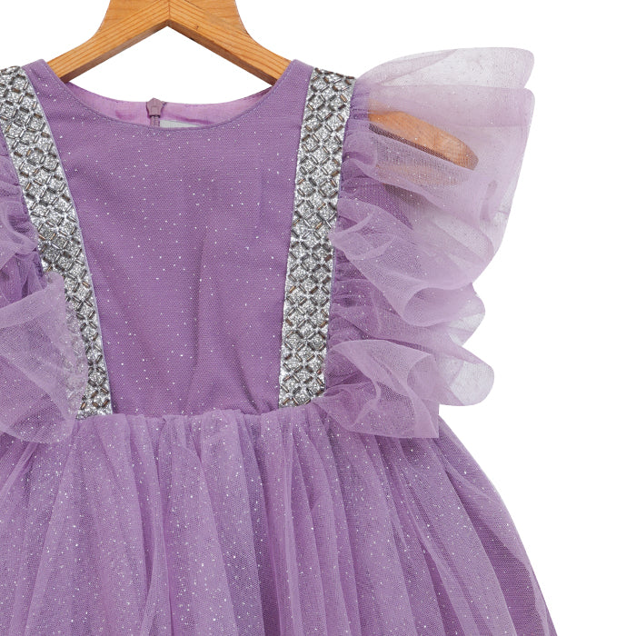 Girls Lace & Tulle Layered Dress – Lavender