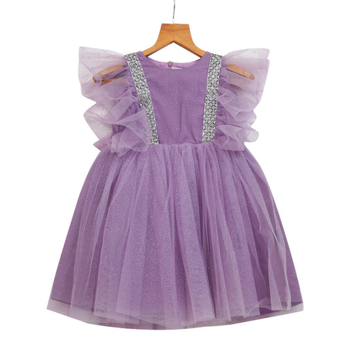 Girls Lace & Tulle Layered Dress – Lavender