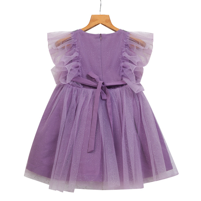 Girls Lace & Tulle Layered Dress – Lavender