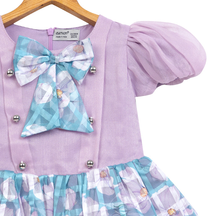 GIRLS LAVENDER ORGANZA DRESS
