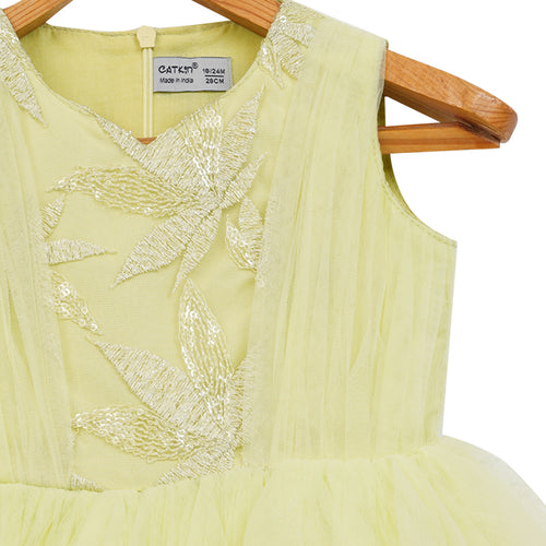 GIRLS TULLE LAYERED PASTEL GREEN DRESS
