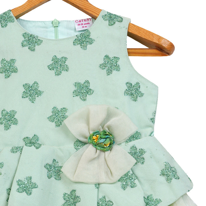 GIRLS GREEN ORGANZA DRESS