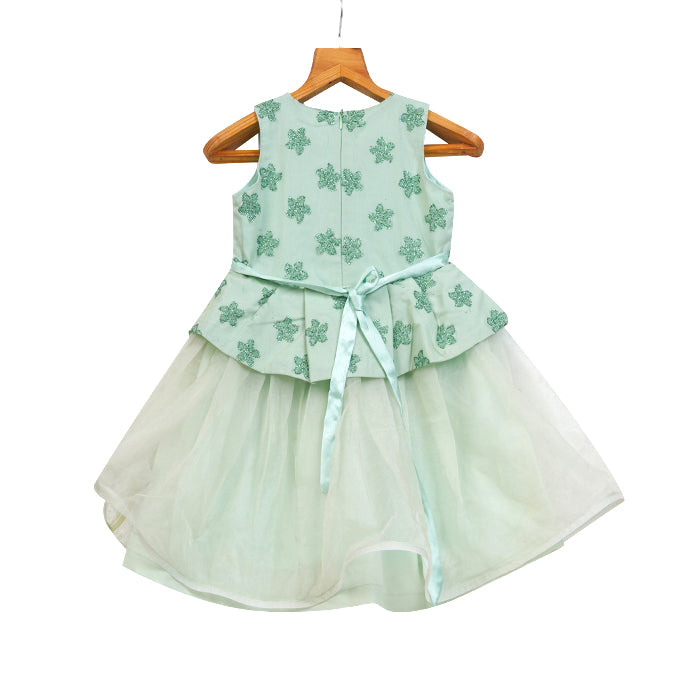 GIRLS GREEN ORGANZA DRESS