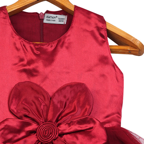 GIRLS TULLE LAYERED RED DRESS