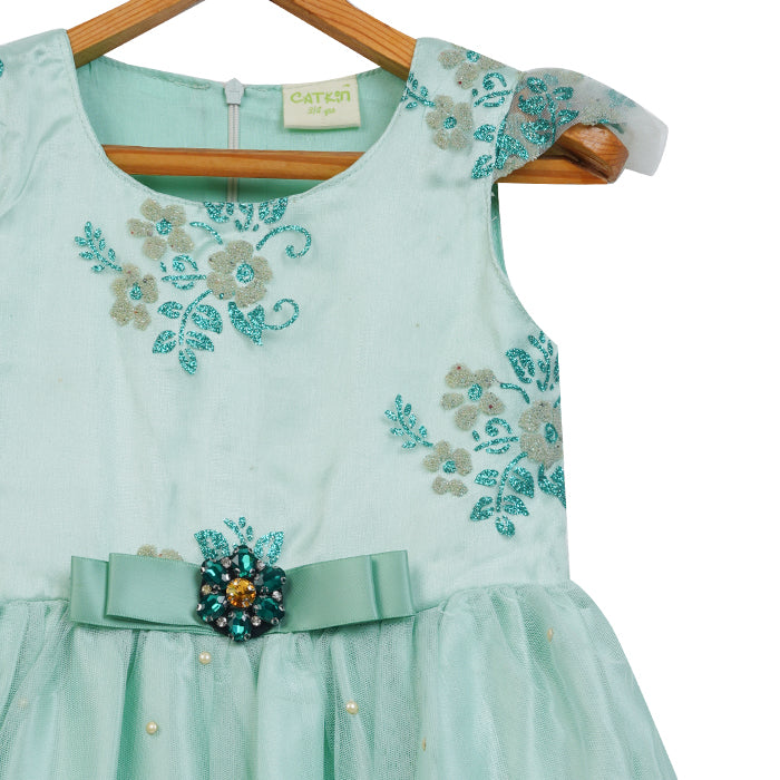 GIRL GREEN TULLE  LAYERED DRESS