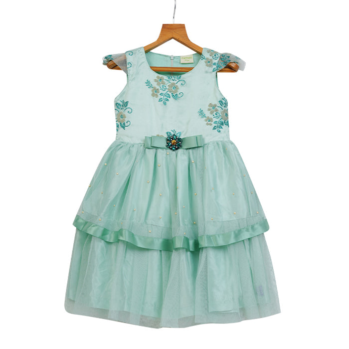GIRL GREEN TULLE  LAYERED DRESS