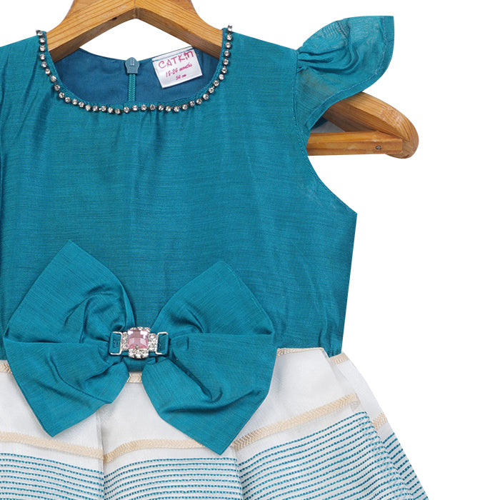GIRLS TURQUOISE BLUE ORGANZA DRESS