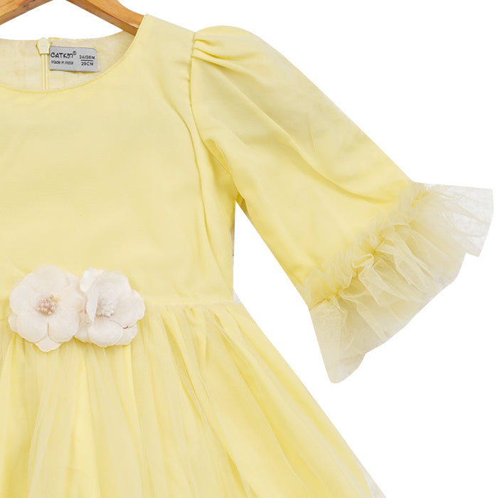 GIRLS TULLE  LAYERED YELLOW DRESS