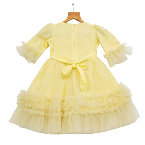 GIRLS TULLE  LAYERED YELLOW DRESS
