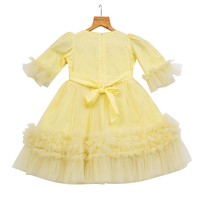 GIRLS TULLE  LAYERED YELLOW DRESS