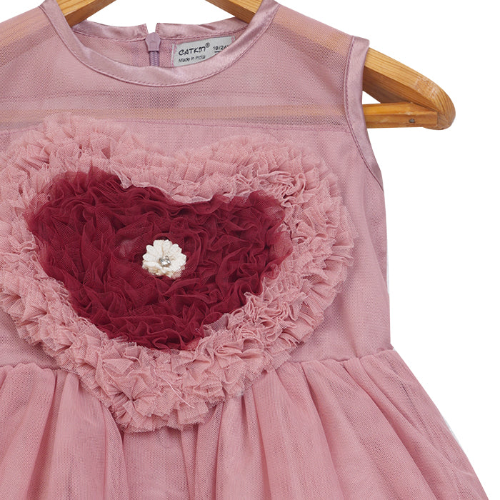 GIRLS CORAL PINK TULLE LAYERED DRESS