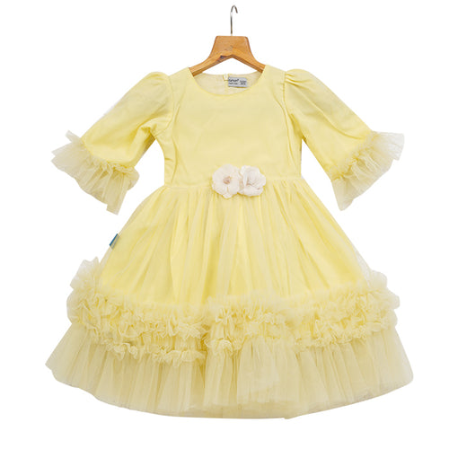 GIRLS TULLE  LAYERED YELLOW DRESS