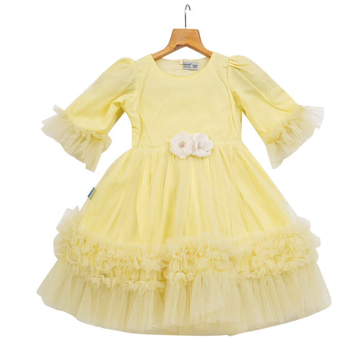 GIRLS TULLE  LAYERED YELLOW DRESS