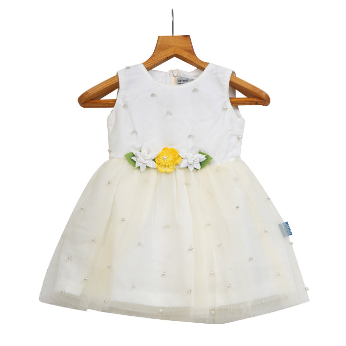 Girls Tulle Dress with Attached Pearls