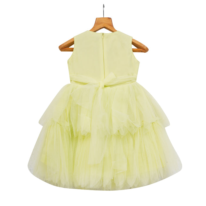 GIRLS TULLE LAYERED PASTEL GREEN DRESS