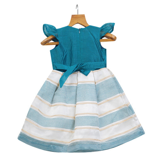 GIRLS TURQUOISE BLUE ORGANZA DRESS