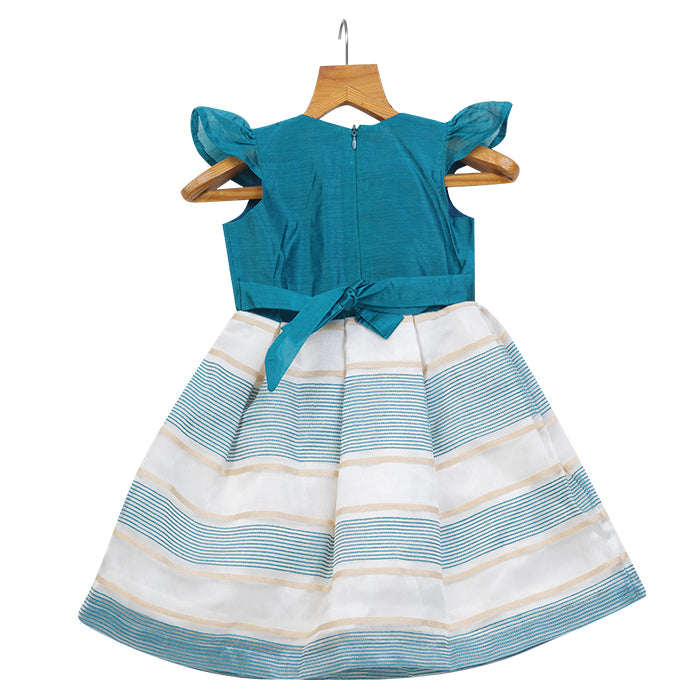 GIRLS TURQUOISE BLUE ORGANZA DRESS