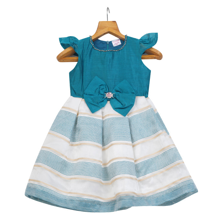 GIRLS TURQUOISE BLUE ORGANZA DRESS