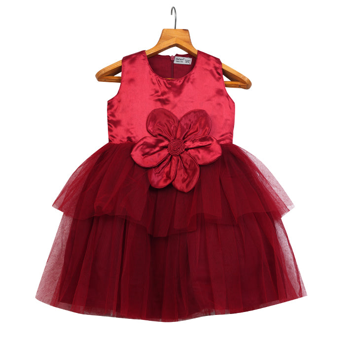 GIRLS TULLE LAYERED RED DRESS