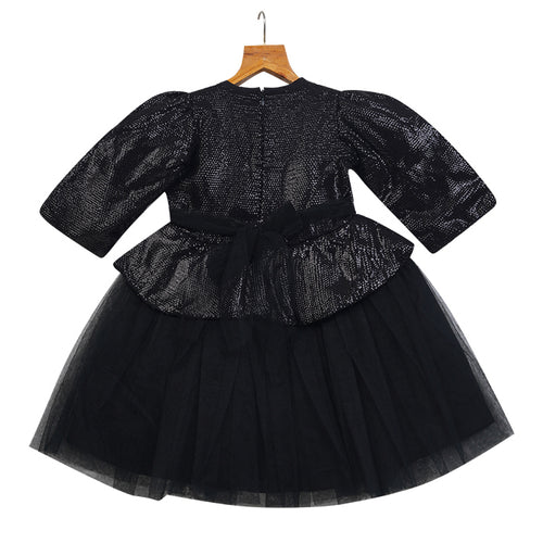 GIRLS WATER SEQUENCE BLACK DRESS