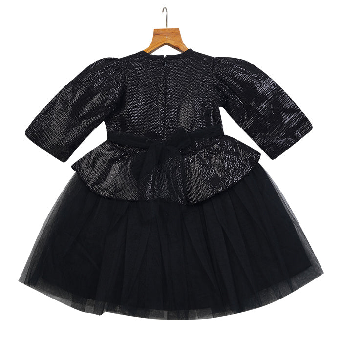GIRLS WATER SEQUENCE BLACK DRESS