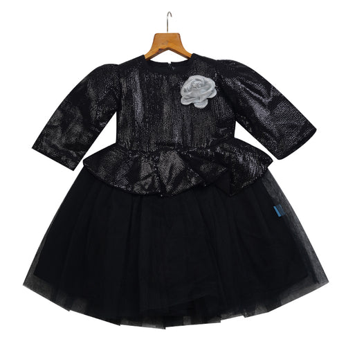 GIRLS WATER SEQUENCE BLACK DRESS