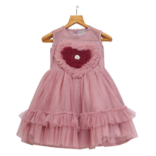 GIRLS CORAL PINK TULLE LAYERED DRESS