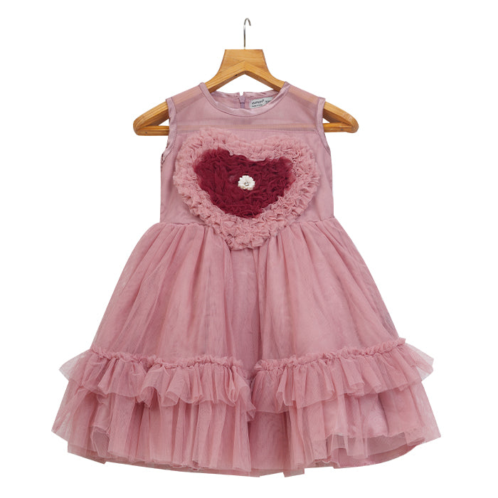 GIRLS CORAL PINK TULLE LAYERED DRESS