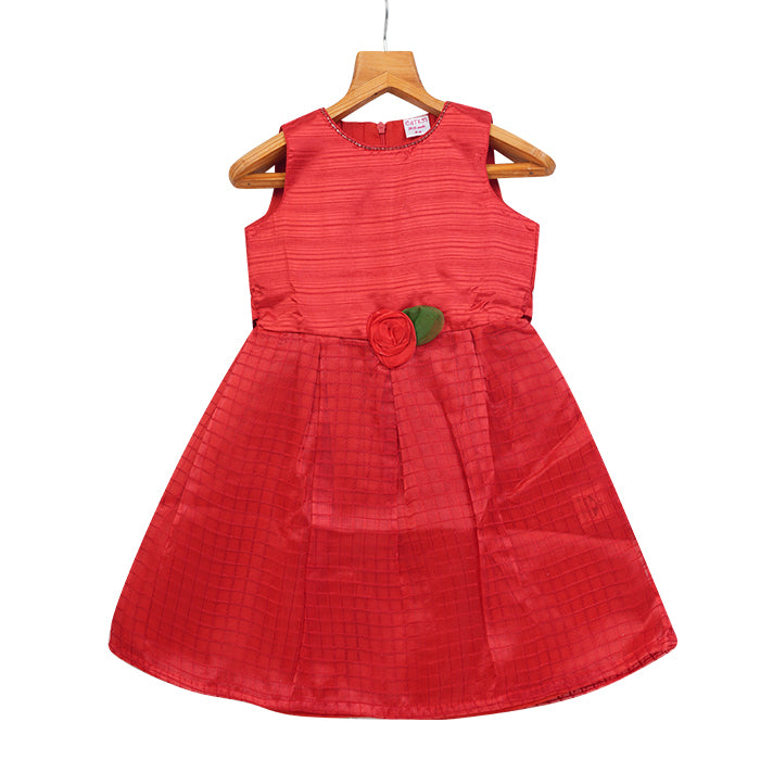 GIRLS RED ORGANZA DRESS
