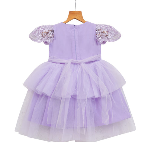 GIRLS EMBROIDERY & TULLE LAVANDER DRESS