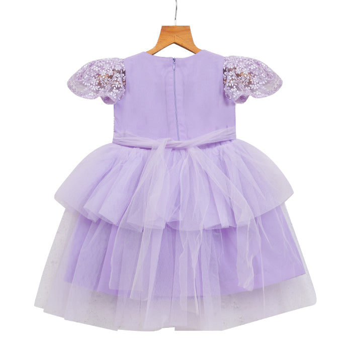 GIRLS EMBROIDERY & TULLE LAVANDER DRESS